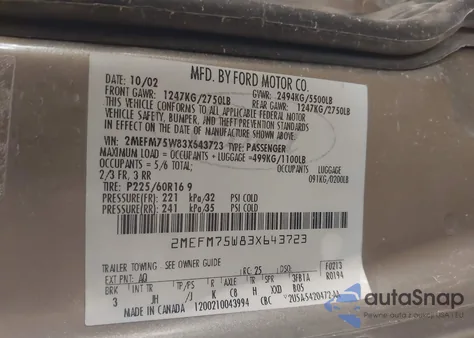 2003 Mercury Grand Marquis Ls z USA, uszkodzony, nr VIN 2MEFM75W83X643723